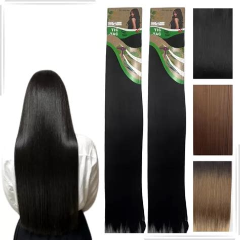 Kit 2 Extensão Cabelo Aplique Tic tac Orgânic0 Weng 80cm Cor Preto 1