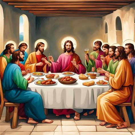 Holy Jesus Christ with disciples having a meal together : r/nightcafe