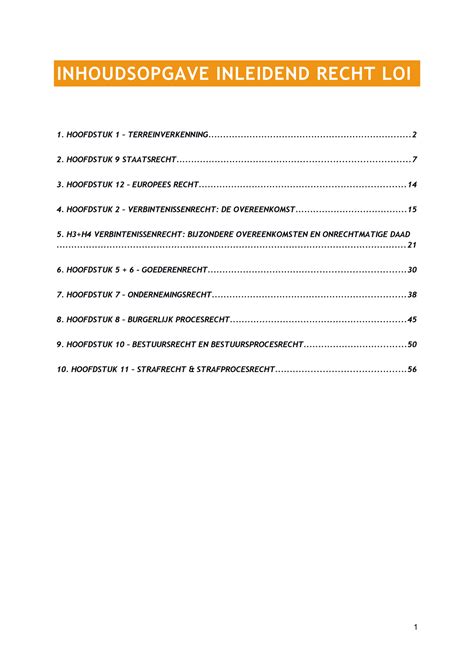 Complete Samenvatting Hoofdlijnen Nederlands Recht Inhoudsopgave