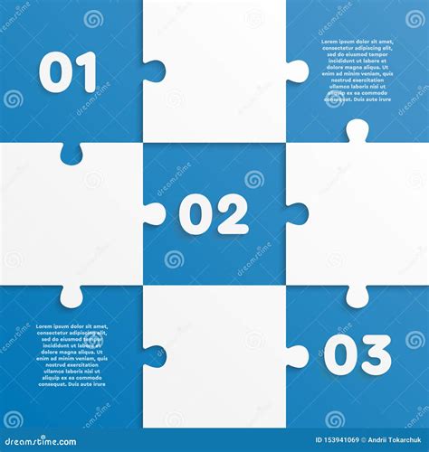 Nine Pieces Jigsaw Puzzle Squares Info Graphic Stock Vector