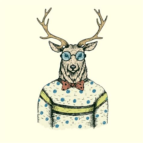 Illustration Of Deer Dressed Up Like Business Man In Vest And Tie ⬇