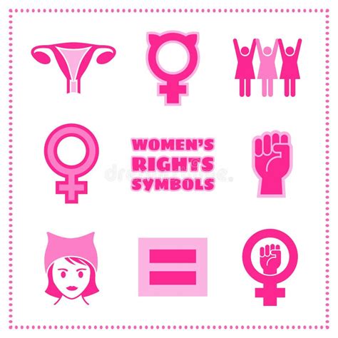 Set Of Vector Feminist Symbols For Women`s Rights Issues Stock Vector