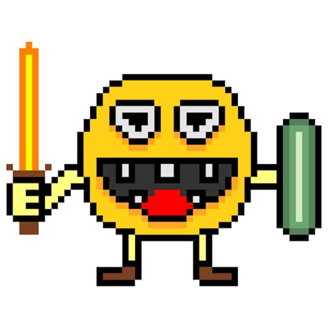 Pixel Art Gezicht Emoticon Karakter Vector Illustratie Premium Vector