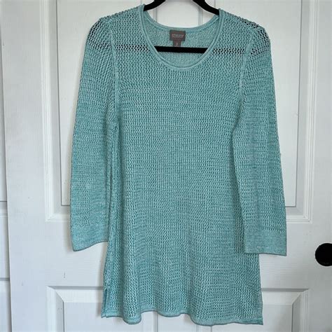 Chicos Size Blue Loose Knit Pull On Sweater Ebay