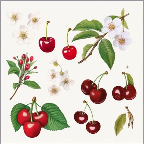 Premium Photo A Close Up Of A Bunch Of Cherries On A Branch Generative Ai