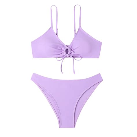 TAIAOJING Womens Triangle Thong Bikini Set Two Piece Sexy Bikini Push