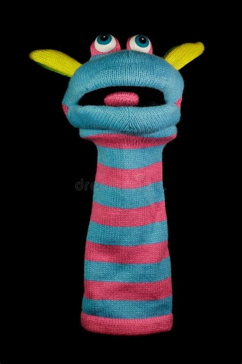 Sock Puppet Isolated on Black Stock Image - Image of funny, design ...