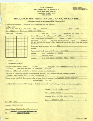 Fillable Online Web2 Nbmg Unr APPLICATION FOR PERMIT TO DRILL AN OIL OR