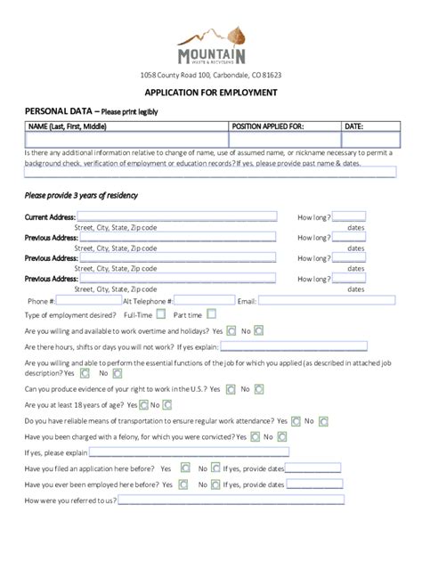 Fillable Online Driver Application For Employment Personal Data Fax