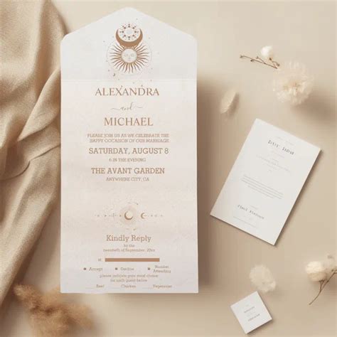 Mystical Gold Celestial Stars Wedding All In One Invitation Zazzle