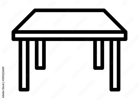 Square Dinner Table Or Work Desk Line Art Vector Icon For Apps And