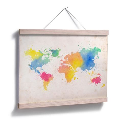 Poster Carte Du Monde Watercolour Wall Art Fr