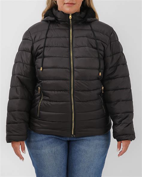 Riachuelo Jaqueta Plus Size Feminina Puffer Capuz Z Per Preta