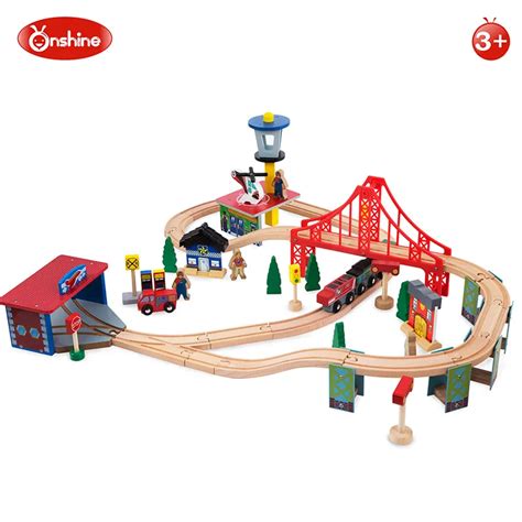 Onshine Brand 70pcs Children Train With Track Transportation Wooden