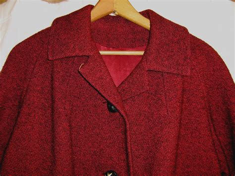 Vintage Swing Coat S Red And Black Tweed Swing C Gem