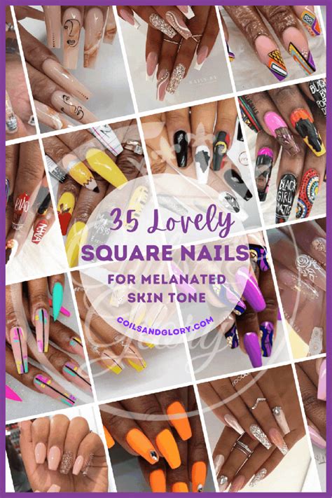 35 Designer Square Coffin Nail Designs On Black Girls Coils And Glory