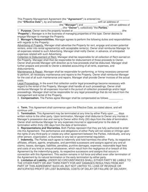 Free Printable Property Management Agreement Templates [pdf Word]