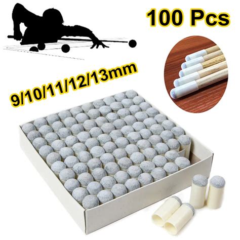 100Pcs 9 10 11 12 13mm Tip Slip On Pool Cue Tips Billiard Billiard Club