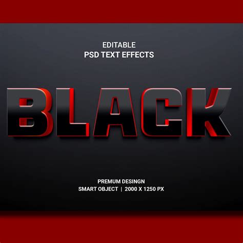 Editable Black 3d Text Effect Psd Masterbundles