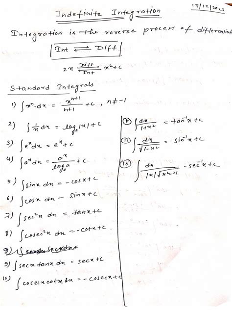 Indefinite Integration Notes Unacademy Pdf