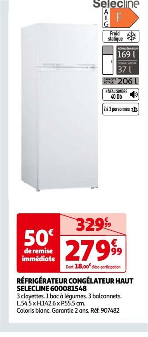 Promo R Frig Rateur Cong Lateur Haut Selecline Chez Auchan