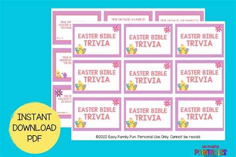 Easter Bible Trivia Card printable Trivia Questions for Kids Easter ...