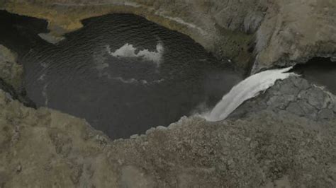 Flying Drone Slowly Towards Waterfall Palouse Stock Footage Video (100% ...