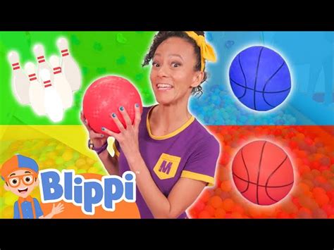 Meekah's Color Bowling Balls + More Ball Pit Games for Kids | Blippi ...