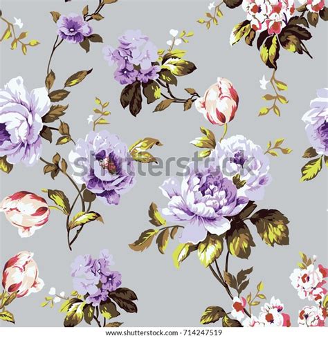 Shabby Chic Vintage Roses Tulips Forgetmenots Stock Vector Royalty