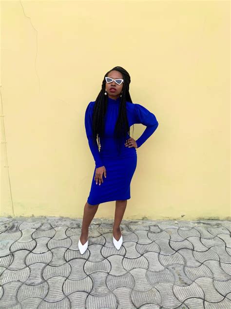 Cobalt Blue Dress Box Braids And White Accessories Cobalt Blue Dress