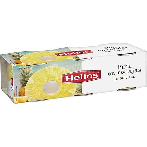 Helios Pi A En Rodajas En Su Jugo Neto Escurrido Pack Latas G