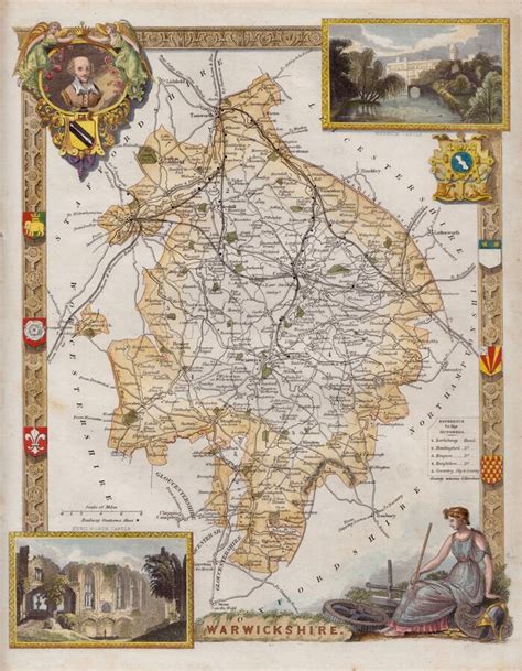 Warwickshire Antique Maps, Old Maps of Warwickshire, Vintage Maps of ...