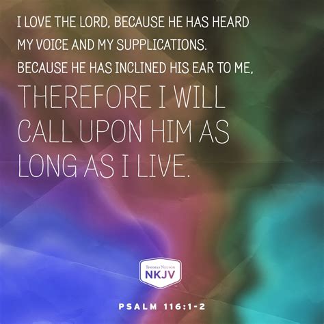 NKJV Verse Of The Day Psalm 116 1 2