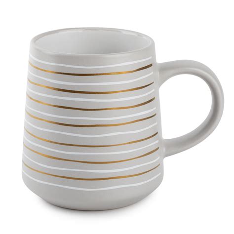 Thyme Table Stoneware Coffee Mug Fl Oz Gray Stripe Walmart