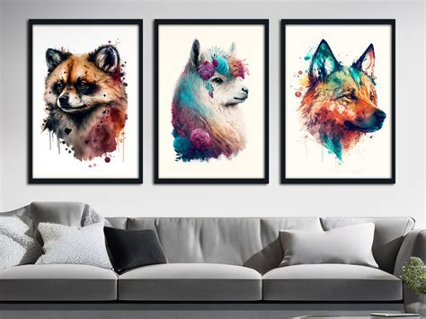 Animals Print Wall Art Nursery Wall Prints Set of 3 Safari - Etsy