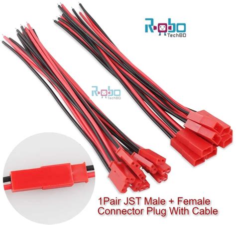 1pair Jst Male Female Connector Plug With Cable Robotech Bd