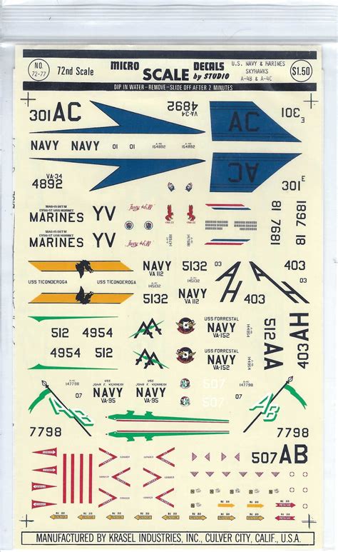 microscale    scale douglas   skyhawk model airplane decals