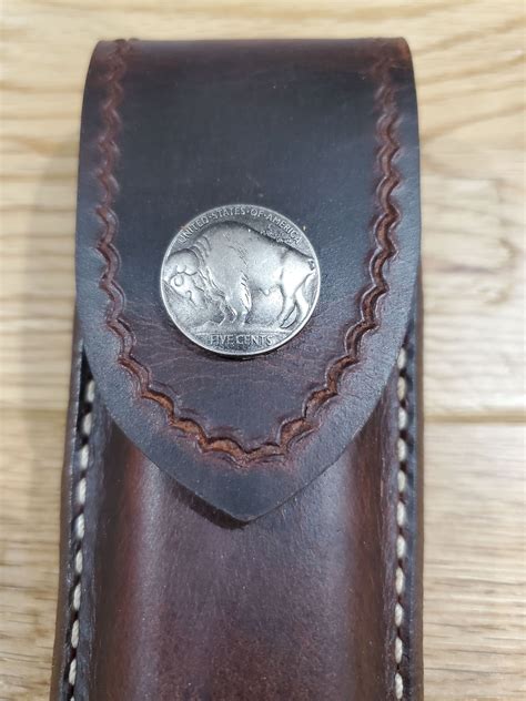 Buck 110 Custom Leather Knife Sheath. Brown. Buffalo Nickel. Sheath ...