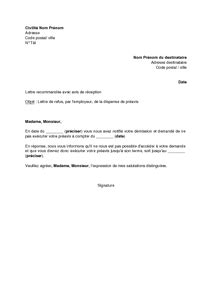 Lettre De Refus Par L Employeur De La Dispense De Pr Avis Suite La