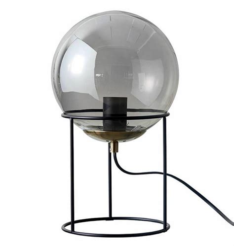 Smoked Glass Sphere Table Lamp With Black Tripod By Lime Lace