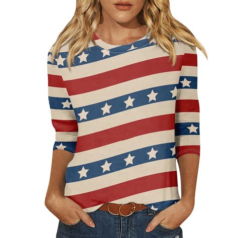 Gipqjk 4th Of July American Flag Shirt Women Independence Day Summer Usa Flag T Shirt Graphic