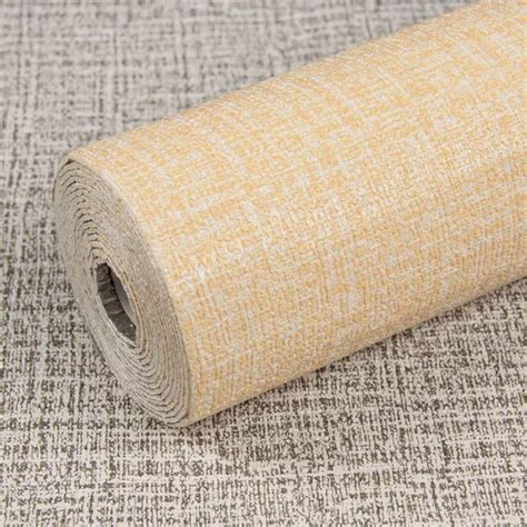 Jual Wallpaper Dinding Linen Foam Emboss Roll Kuning Serat Kain