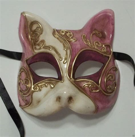 Purple Gold Gatto Cat Masquerade Mardi Gras Mask Italy Italian Venetian