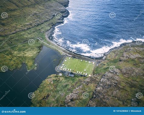 Aerial Shot of Eidi Soccer Stadium at Faroe Islands Stock Photo - Image ...