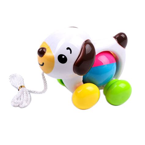 Kids Creative Educational Toy White Dog Puppy Pull Toys For Toddlers