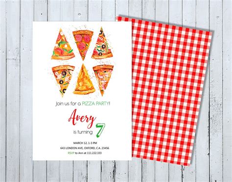 Pizza Party Invitations Pizza Invite Pizza and Pajamas - Etsy