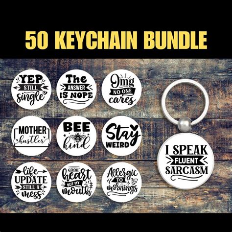 Funny Sarcastic Keychain Svg Bundle Unique Designs Files For