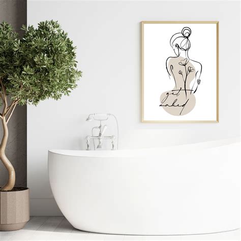 Female Line Art Print Get Naked Wall Art For Bathroom Abstract Woman