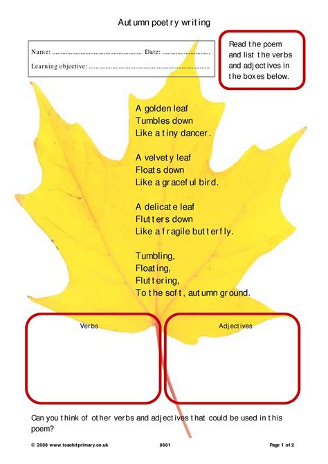 Autumn Poetry Writing English Ks Teachit