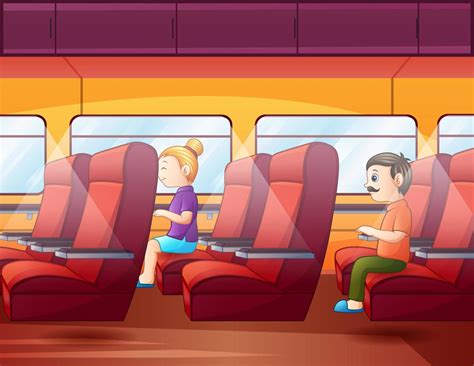 Cartoon Of Passenger Sitting On The Train Seat 7159946 Vector Art At